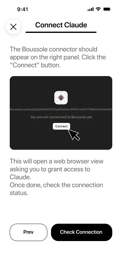 Connect, then check the connection status