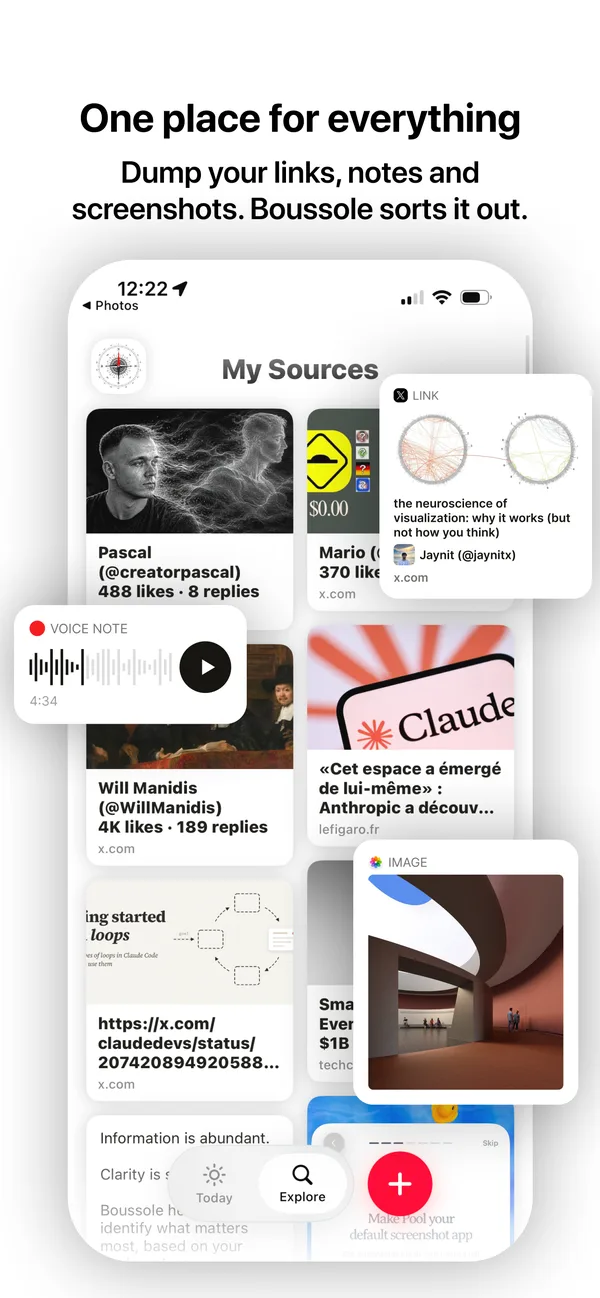 One place for everything: links, notes and screenshots
