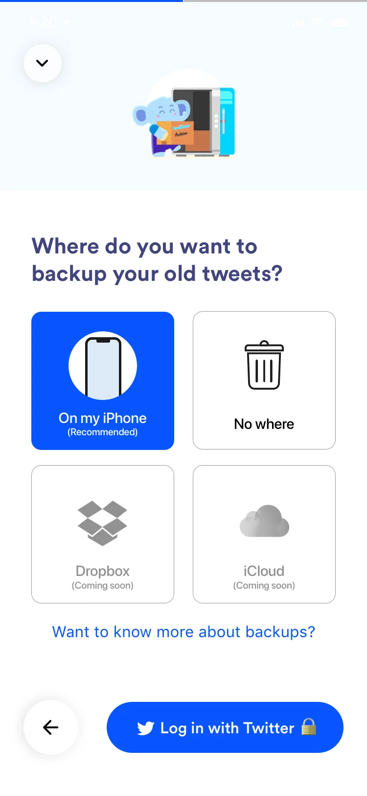 Where do you want to back up your old tweets?