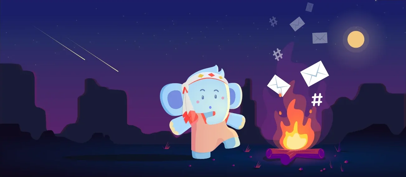 Jumbo burning old messages by a campfire
