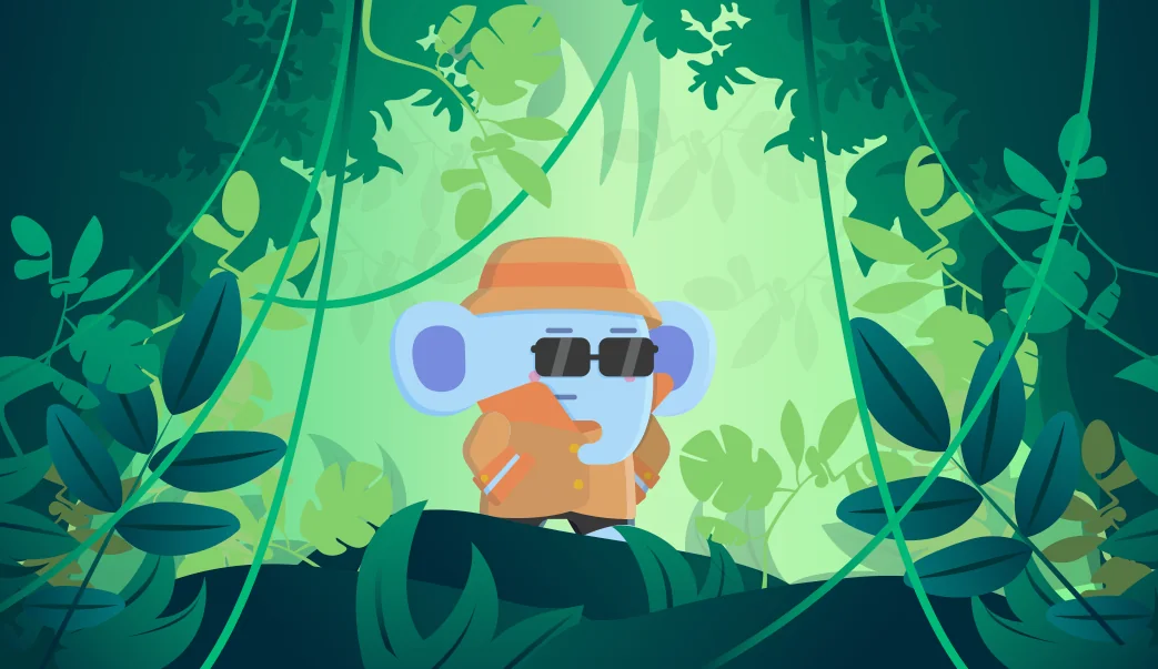 Jumbo in the jungle, wearing sunglasses