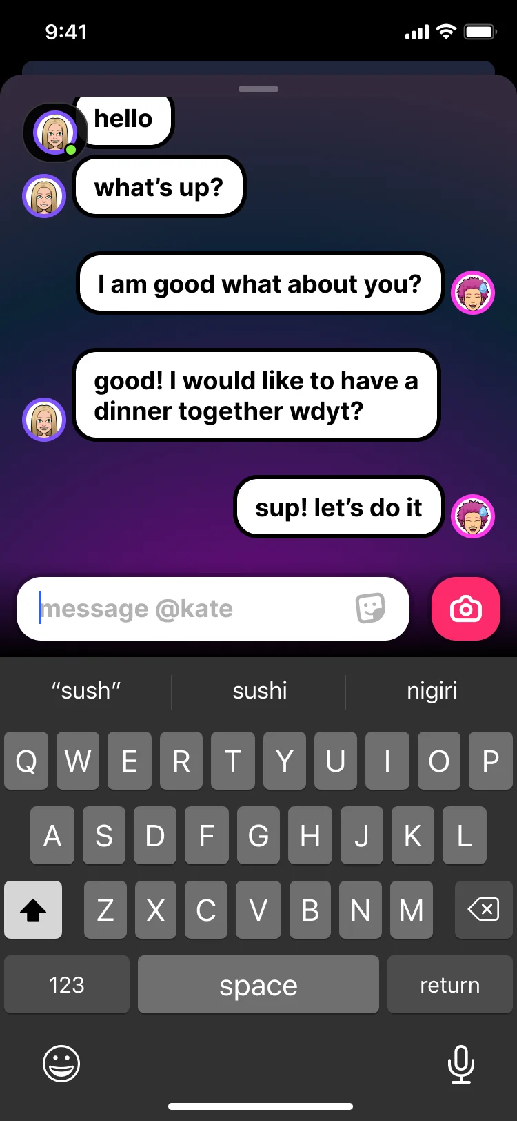 Chat with the keyboard open