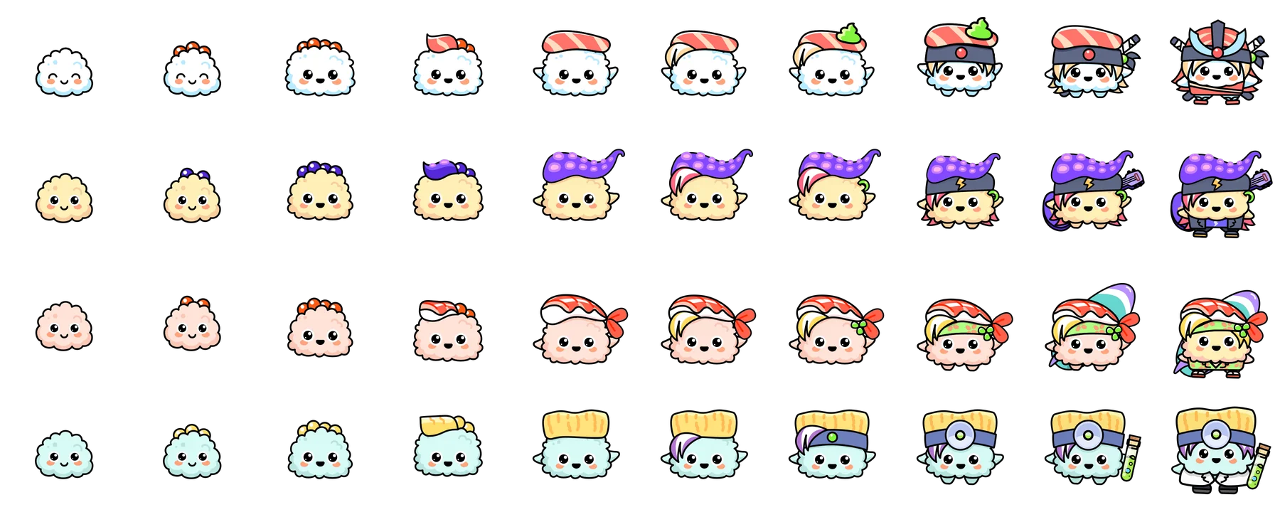 The 4 families of SUSH and their 10 evolutions