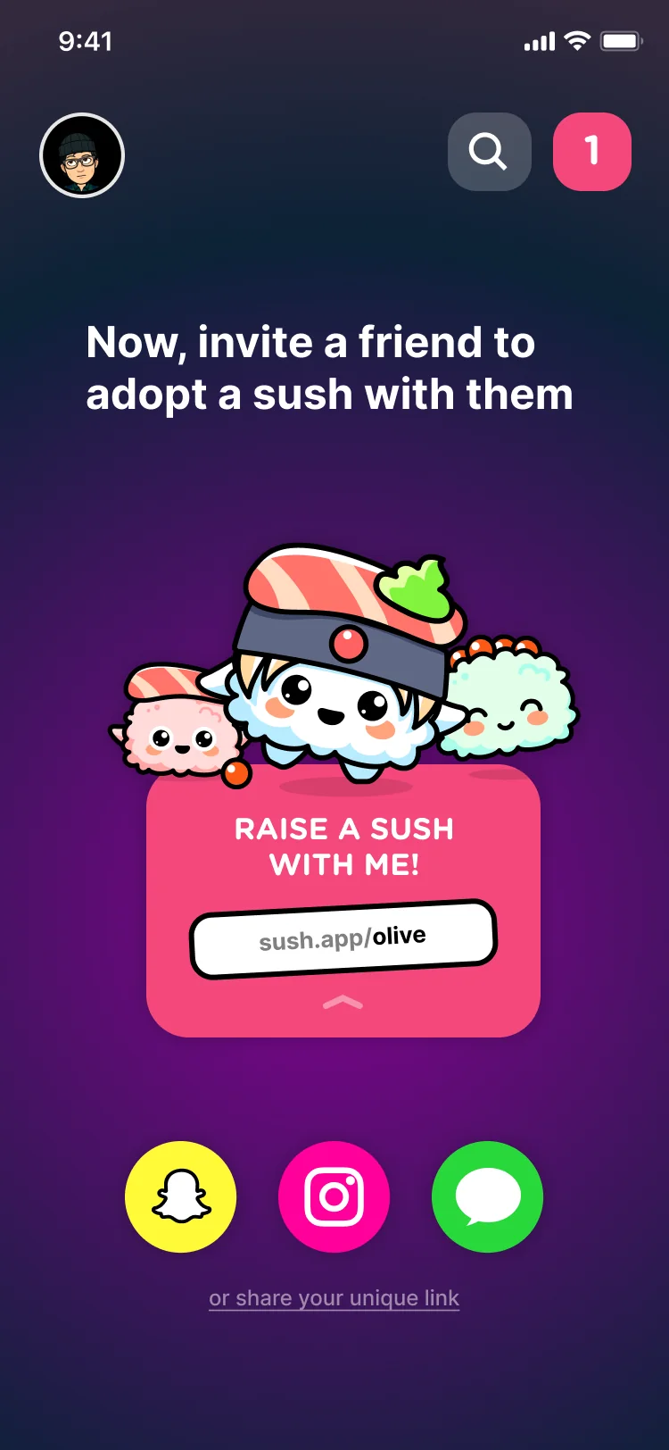 Invite a friend to adopt a SUSH with them