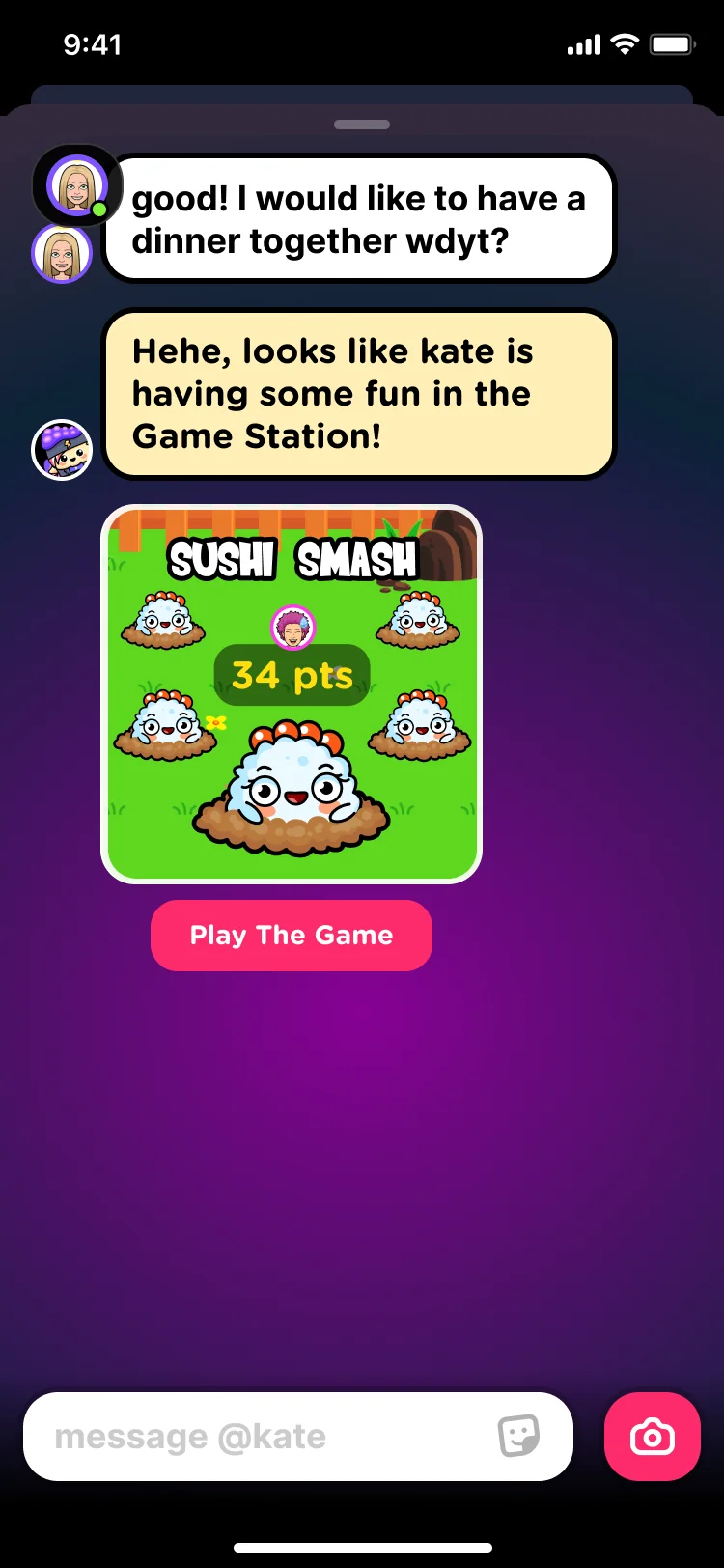 A game invite in the chat